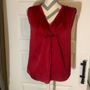 Talbots sz. 2 brick red festive sleeveless blouse NWTS!